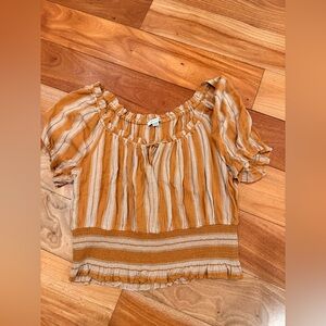 American Eagle Outfitters Rust and White Blouse